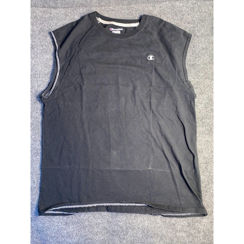 Champion Activewear Top Mens Large Black Solid Authentic Fit Crew Neck Pony Logo